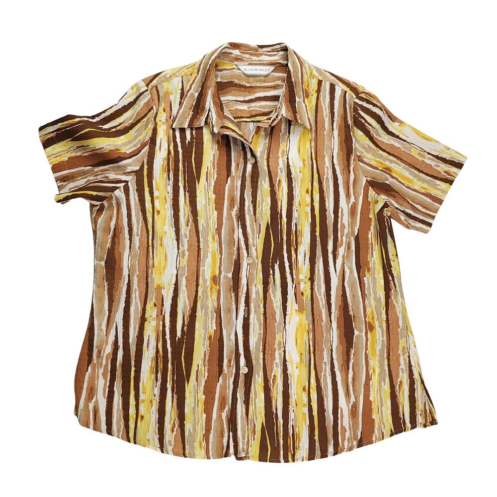 Allison Daley Multicolor Short Sleeve Button Down Top